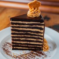20 Layer Chocolate Cake · Chocolate devils food cake and peanut butter mascarpone.