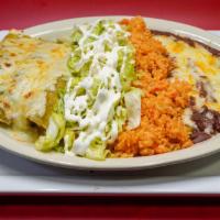 Enchiladas Suizas · Authentic enchiladas with your choice of filling prepared with a sauce of tomatillo, green p...