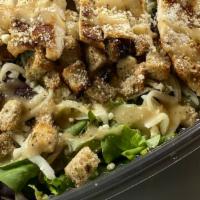 Caesar Salad · Grilled chicken, mixed greens, low-fat mozzarella cheese,. parmigiana cheese, and whole whea...