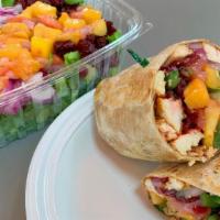 The Hawaiian Wrap · 6oz. Grilled meat topped with peppers, red onions, lettuce and. mango salsa. Served on a who...