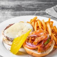 Beef Burger Bistro 280 · Homemade brioche, cheddar cheese or swiss cheese, bacon, red onions, pickled, lettuce, tomat...