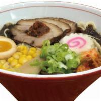 Ninja Ramen · Rich Shoyu seasoned pork bone stock,with thin straight noodle, topped with charshu (three pi...