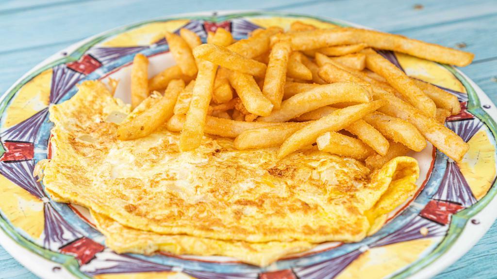 Greek Omelette
 · Tomato, onion and feta cheese. Served with home fries or choice of potato and toast with choice of jam (grape, strawberry or orange).