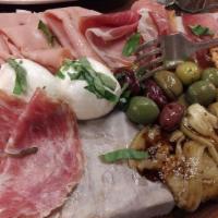 Antipasto Eat Italian · Selection of imported dry meat, bocconcini mozzarella, tomato bruschetta, olives, cherry pep...