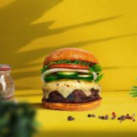 Give Me A Peno Burger · Seasoned plant-based patty topped with melted vegan cheese, jalapeño, lettuce, tomato, onion...