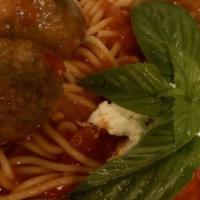 Spaghetti Meatballs · San marzano tomato ragu, veal, beef.