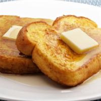 Original French Toast A La Carte · Sliced challah bread soaked in eggs and milk, then fried served with a side of butter and sy...