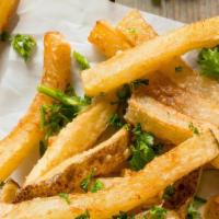 Bombay Masala Fries · Cripsy fries topped with tomatos, onions, cilantro and bombay spices!