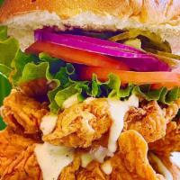 Chicken Burger · A 1/3 pound of ground chicken breast patty. Topped with grilled onions and mushrooms and chi...