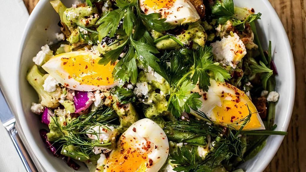 Chopped Salad · Grilled Veggies, Narragansett Feta, 6 Minute Egg, Green Goddess Dressing, Croutons