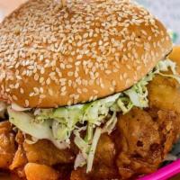 Chicken Sandwich · Chicken Breast, Hot Honey, Shredded Cabbage, B&B Pickles, Kewpie Mayo, “Big Marties” Sesame ...