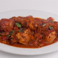 Chicken Cacciatore · On or off the bone, plum tomatoes, basil, onions, mushrooms. Chicken.