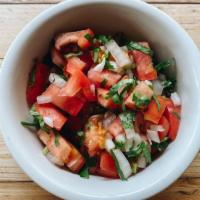 8 Oz Pico De Gallo · tomatoes, cilantro, onions, lime.