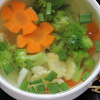 House Soup · Vegetables soup in the clear broth.