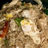 Basil Fried Rice · Basil, bell pepper, egg, garlic, long hot chili and onion. Spicy.