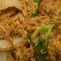 Chili Paste Fried Rice · Basil, bell pepper, egg, garlic, long hot chili and onion. Spicy.