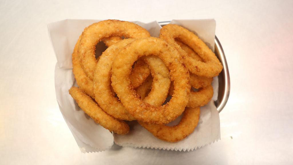 Cheesy Onion Rings · Classic crispy golden onion rings smothered in Creamy cheese.