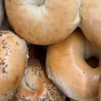 Mini Bagels · Plain, poppy, sesame, whole wheat, plain bialys, everything.