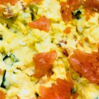 Eggs, Lox & Scallions Salad · egg salad with nova and scallions