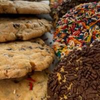 Large Cookies · Each. Sprinkle, (chocolate or multi-color); large chocolate chips cookies or croissants.