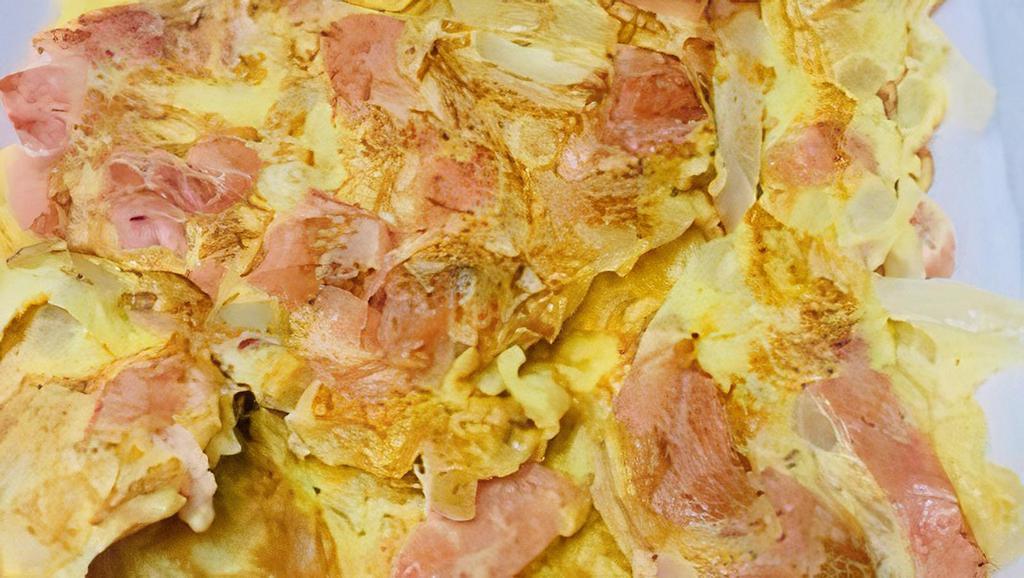 Eggs, Lox & Onions Omlette · Please specify if you would like a bagel on side.