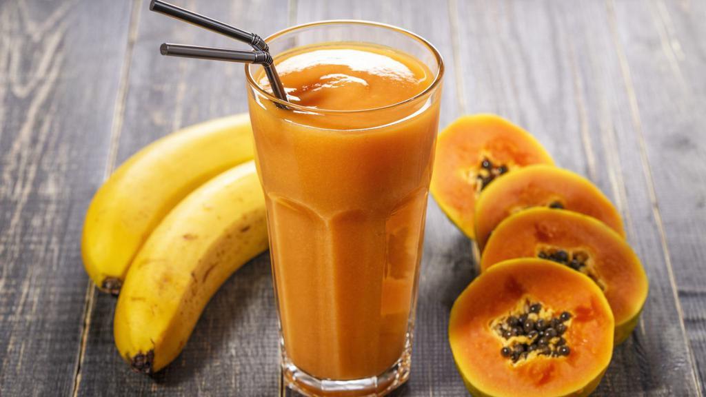 Sunset Smoothie (Mango, Pineapples, Apples, And Orange) · Refreshing blend with mango, pineapples, apples, and orange.