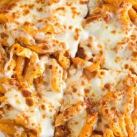 Penne Vodka Pizza · Savory pie with a dough base topped with sauce and cheese.