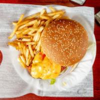 Chicken Zinger Burger · Served with fries for