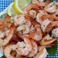 Shrimp Valencia · chorizo, grape tomatoes, shallots, fresh herbs and garlic white wine sauce