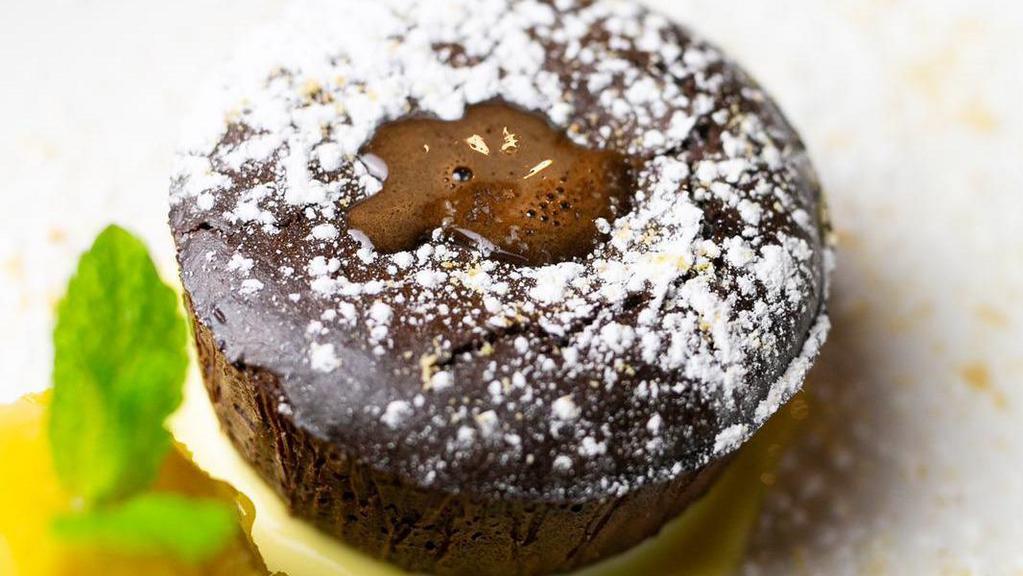 Warm Chocolate Soufflé · Flourless Warm Chocolate Cake, Crème Anglaise