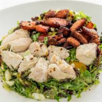 Cobb Salad
 · Grilled chicken breast, avocado, blue cheese, bacon, tomatoes, cucumbers, Bermuda onion, and...