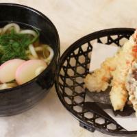 Tempura · Noodle soup with shrimp and vegetable tempura.