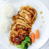 Chicken Teriyaki · Served with soup or salad and rice.