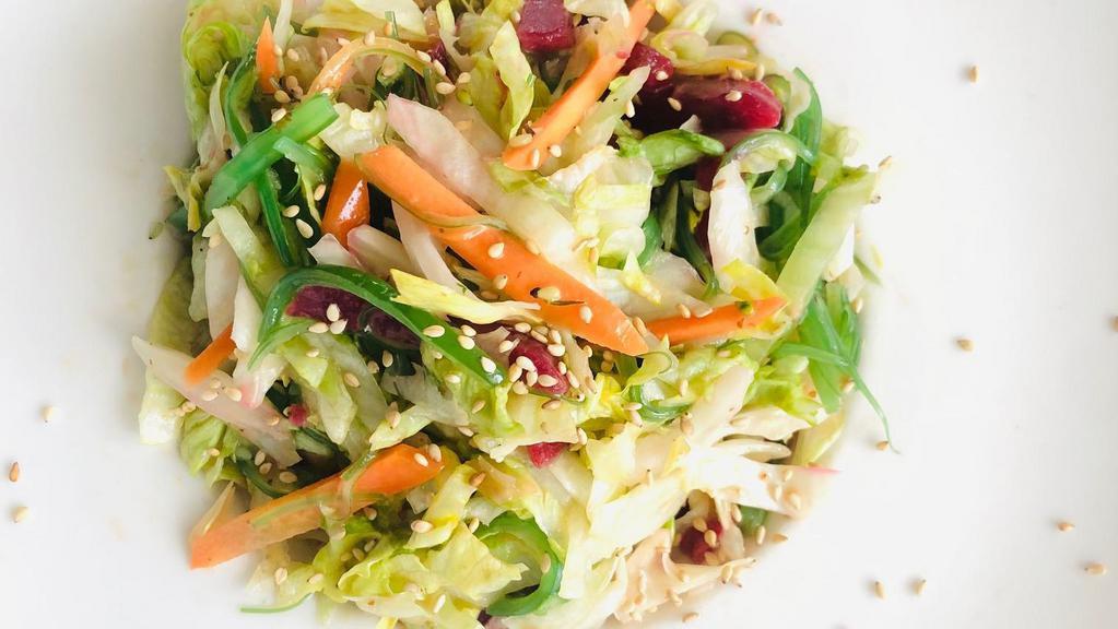 Zen Signature Salad · Seaweed, beet, carrot, and lettuce with citrus vinaigrette.