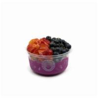 Dragon Berry Pitaya Bowl · Pitaya blend topped with granola, strawberry, blueberry, and honey. Pitaya blow blended with...