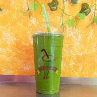 Green Monster · organic kale，organic spinach，pineapple，banana，coconut.