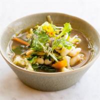 Bowl Of Health Soup (V) · Simple yet nourishing bowl of vegetable bean soup made with washstand, and nettlebroth. This...