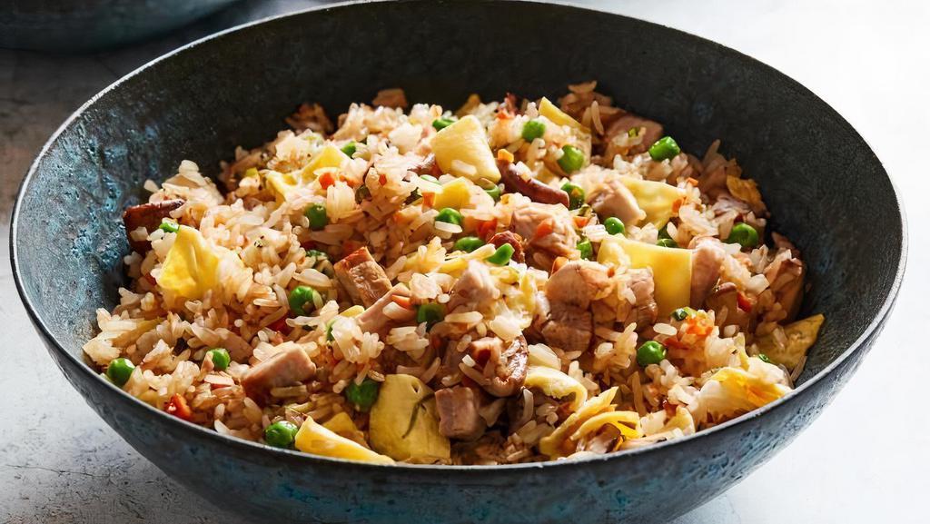 Ginger Fried Rice · Scallion, chopped onion, red pepper and ginger. Not Spicy. Vegetarian.