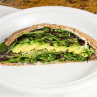 Avocado Delight · hummus, avocado, mixed greens, alfalfa sprouts on pita bread