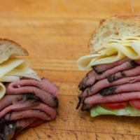 Lamoretti Sandwich · Roast beef, cheddar, and cornichons.
