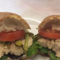 Z'Tuna Sandwich · Tuna salad, spicy harissa, olive paste, cornichons, and capers.