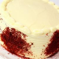 Red Velvet · Red velvet cake with cream cheese filling and frosting.