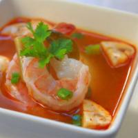 Tom Yum · Mushrooms, lime juice and lemongrass in spicy and sour soup.