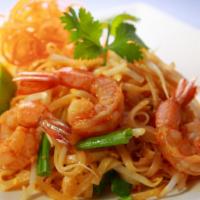 Pad Thai · Thin rice noodles with peanuts, bean sprouts, scallions and egg. Gluten free.
