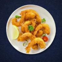 Shrimp Balchao · Shrimp with pickling masala with crisp puree.