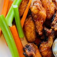 Pg Chicken Wings · Buffalo, BBQ, honey chipotle, garlic parmesan, cajun rub.