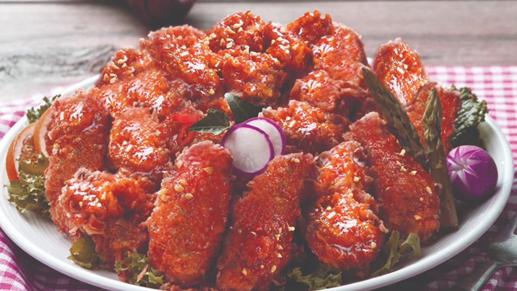 20 Pc. Korean Spicy Wings · 20 pc. Fried Seasoned Spicy Wings.