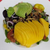 Mango Salad · Mixed greens, tomato, cucumbers, green peppers, onions, dried cranberries, walnuts, avocado,...