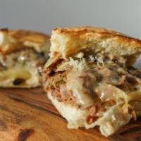 Shark River Cheesesteak · Provolone, mushrooms, onions and peppers.