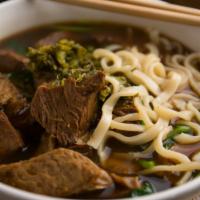 Braises Beef Brisket Noodles Soup With Spinach · With your choice of noodles rice cake and udon